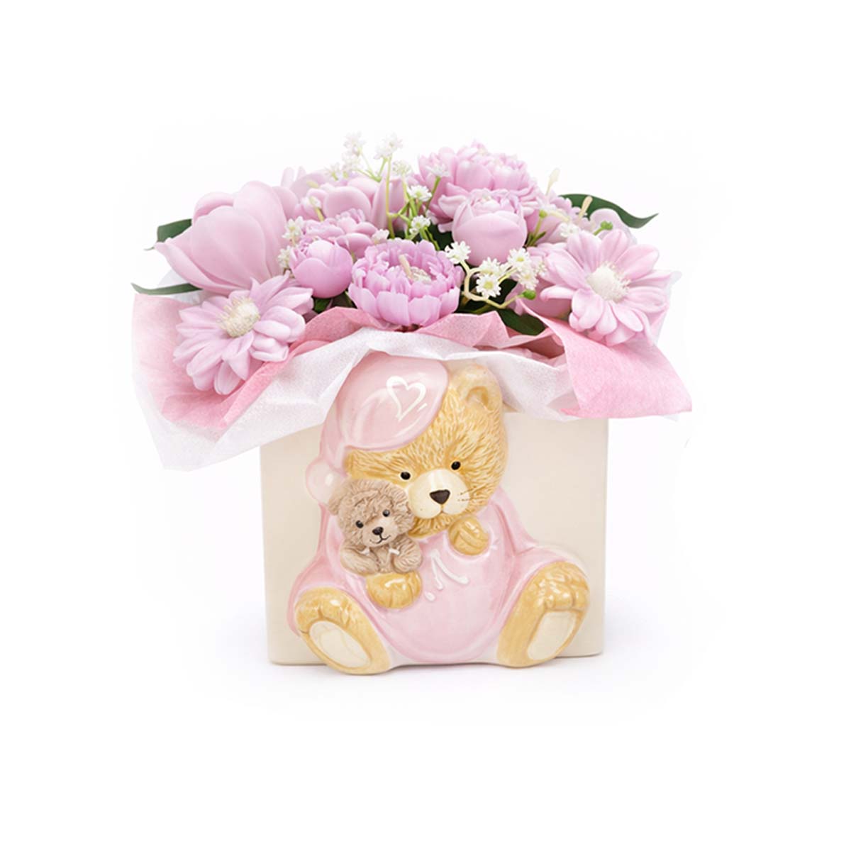 Candle & Melt Bouquet Ceramic Teddy Bear - Baby Powder