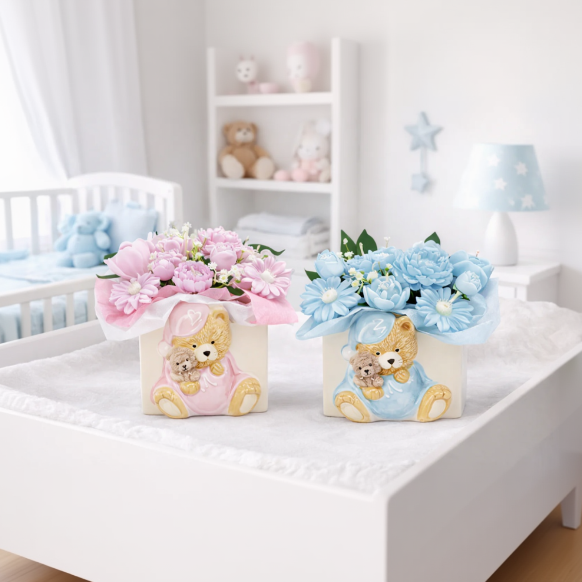 Candle & Melt Bouquet Ceramic Teddy Bear - Baby Powder