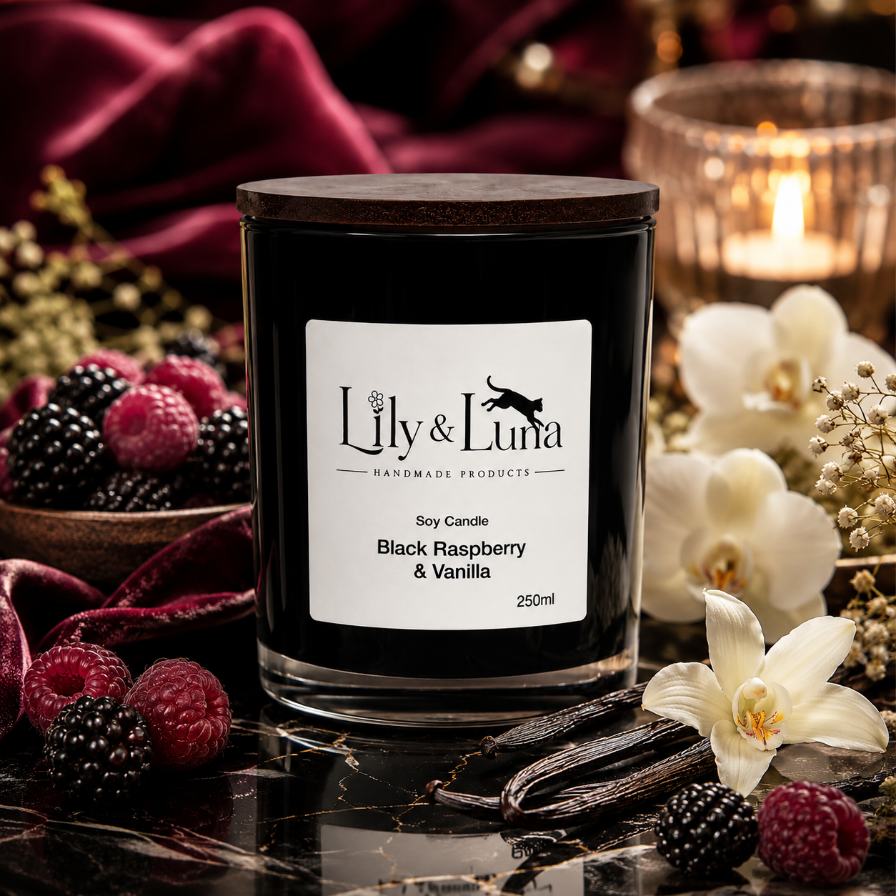 Soy Candle - Black Raspberry & Vanilla (250g)