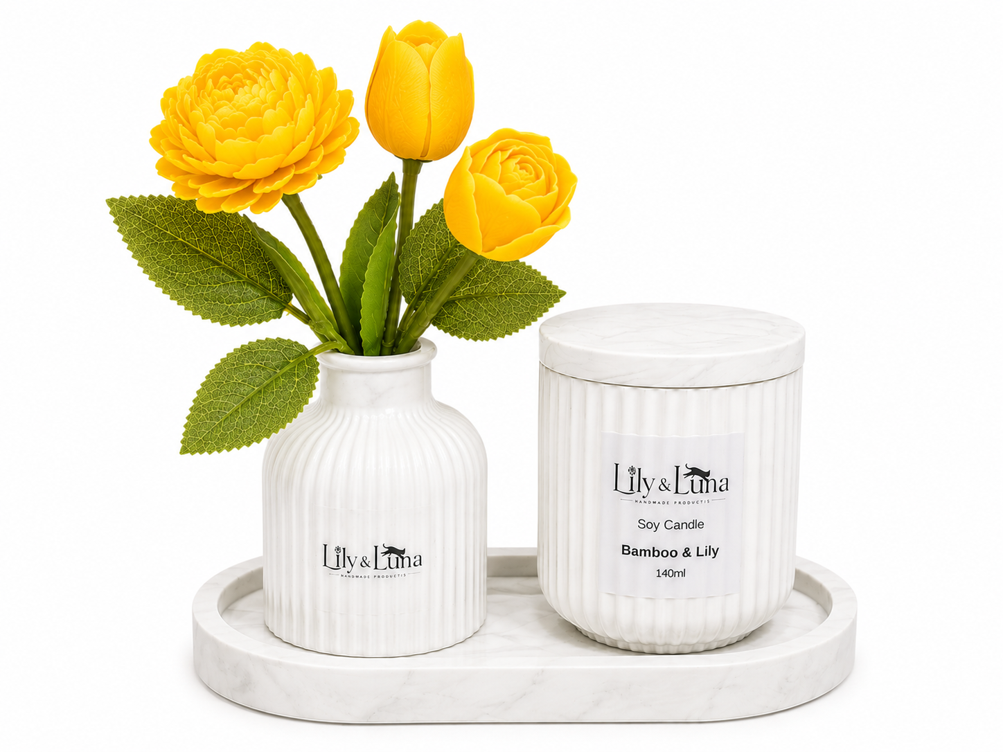Candle & Floral Gift Set