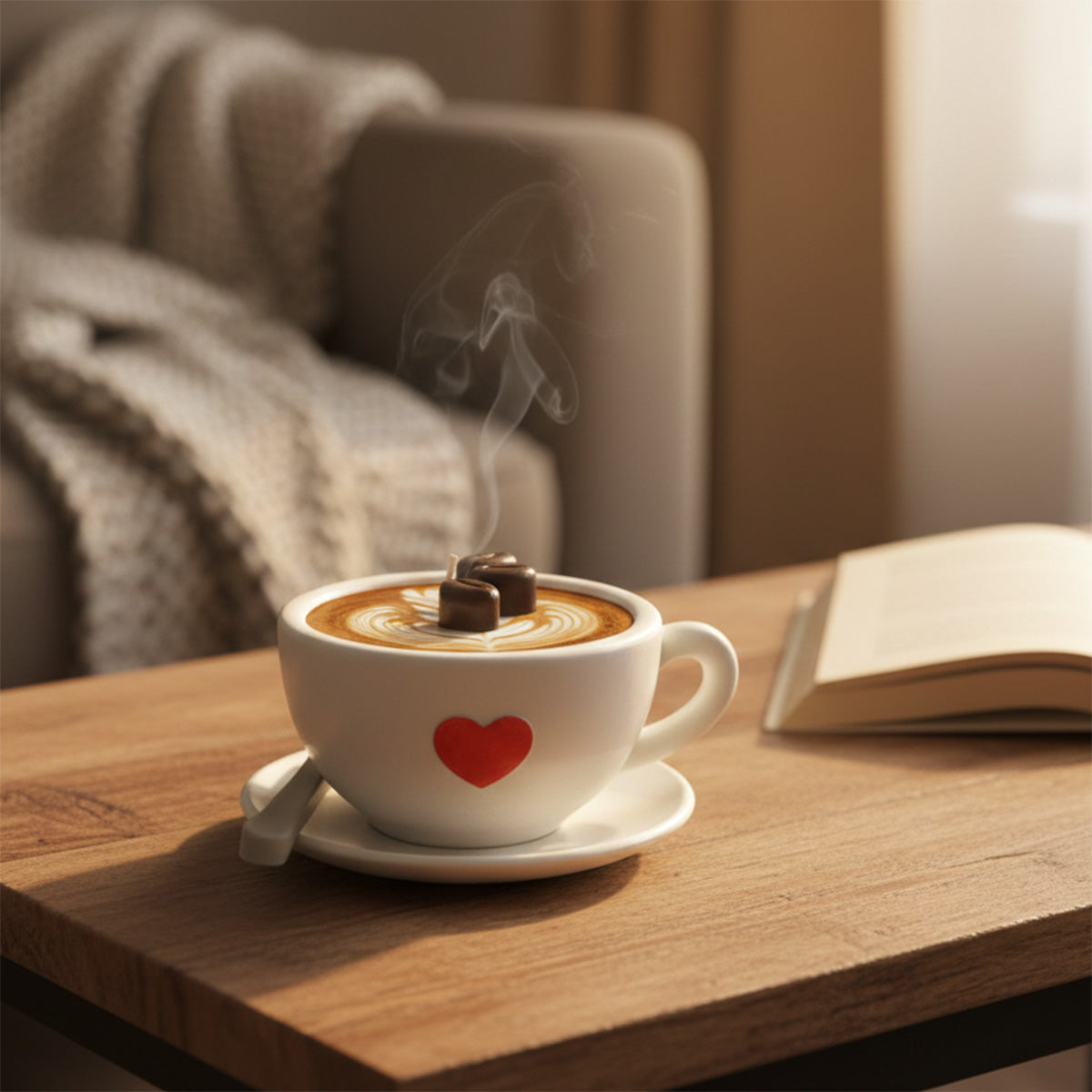 Coffee & Vanilla Bean Coffee Cup & Resin Tea Spoon Candle