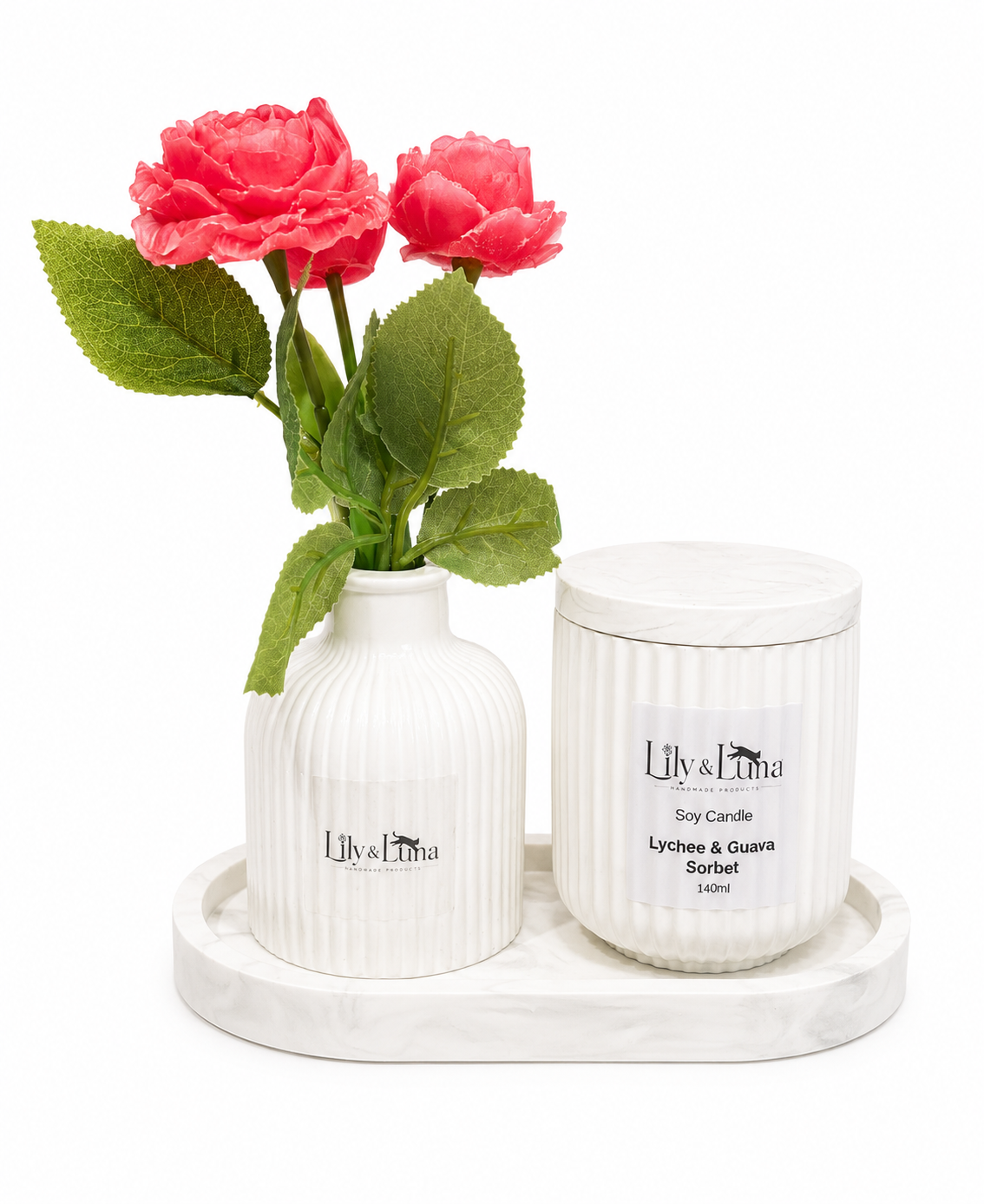 Candle & Floral Gift Set