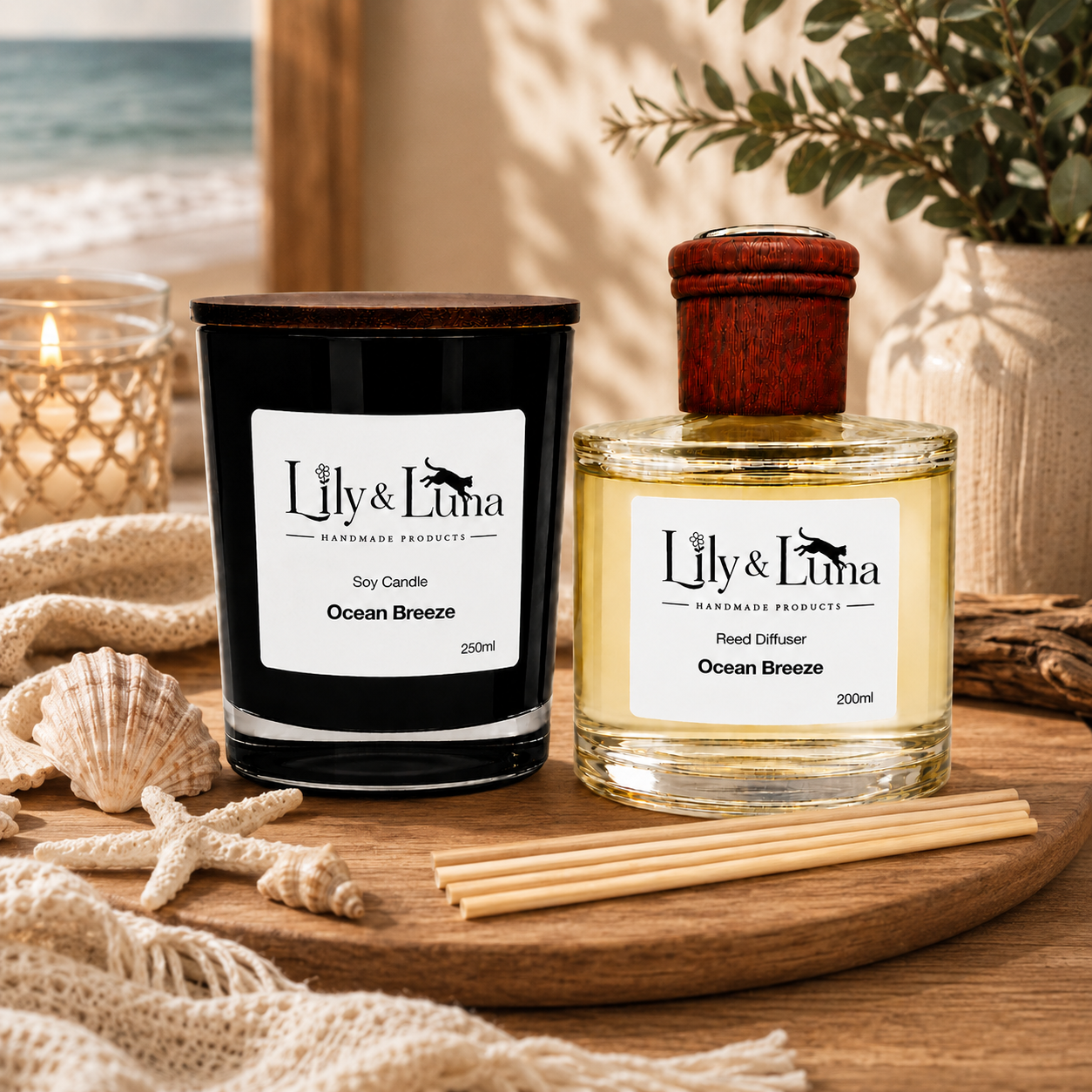 Soy Candle & Reed Diffuser Duo - Ocean Breeze