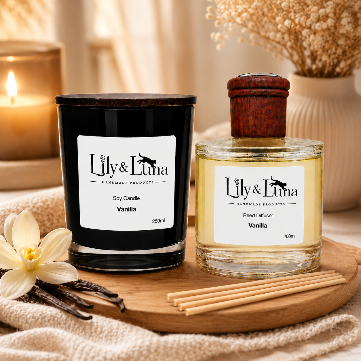 Soy Candle & Reed Diffuser Duo - Vanilla
