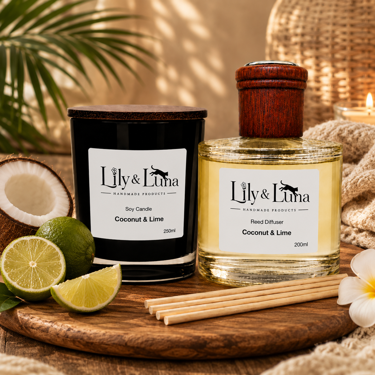 Soy Candle & Reed Diffuser Duo - Coconut & Lime
