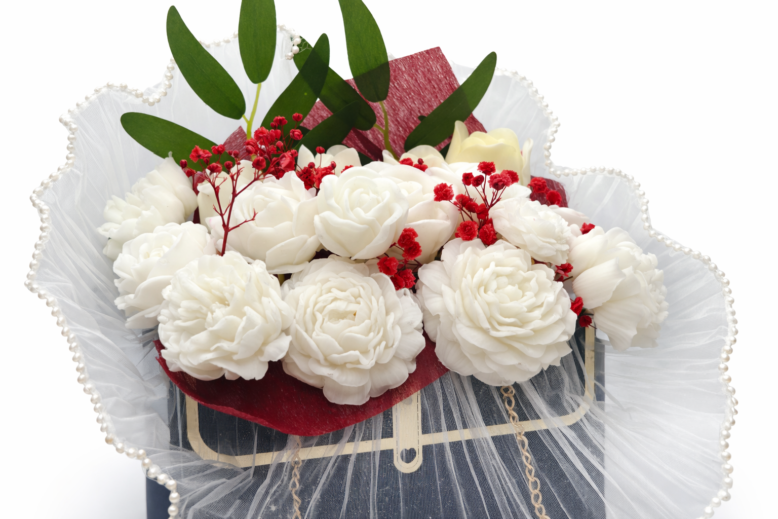 Soap Flower Bouquet - White Rose & Bergamot