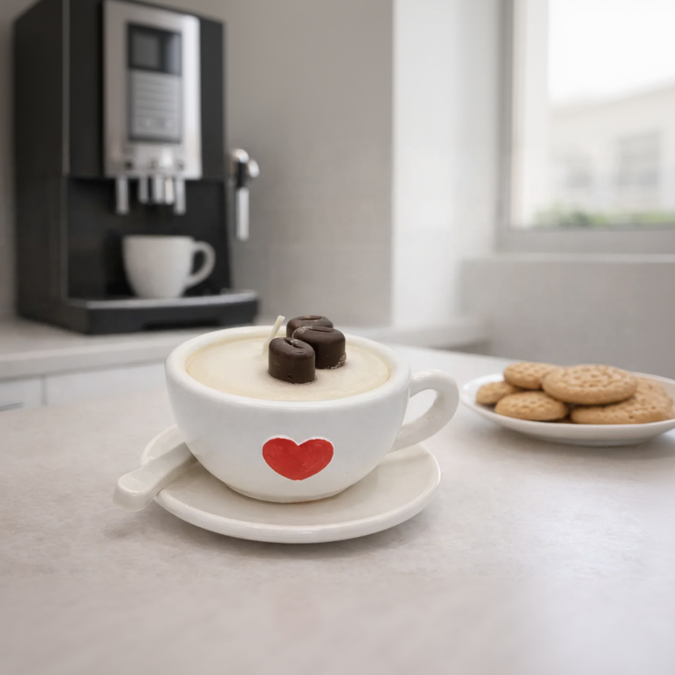 Coffee & Vanilla Bean Coffee Cup & Resin Tea Spoon Candle