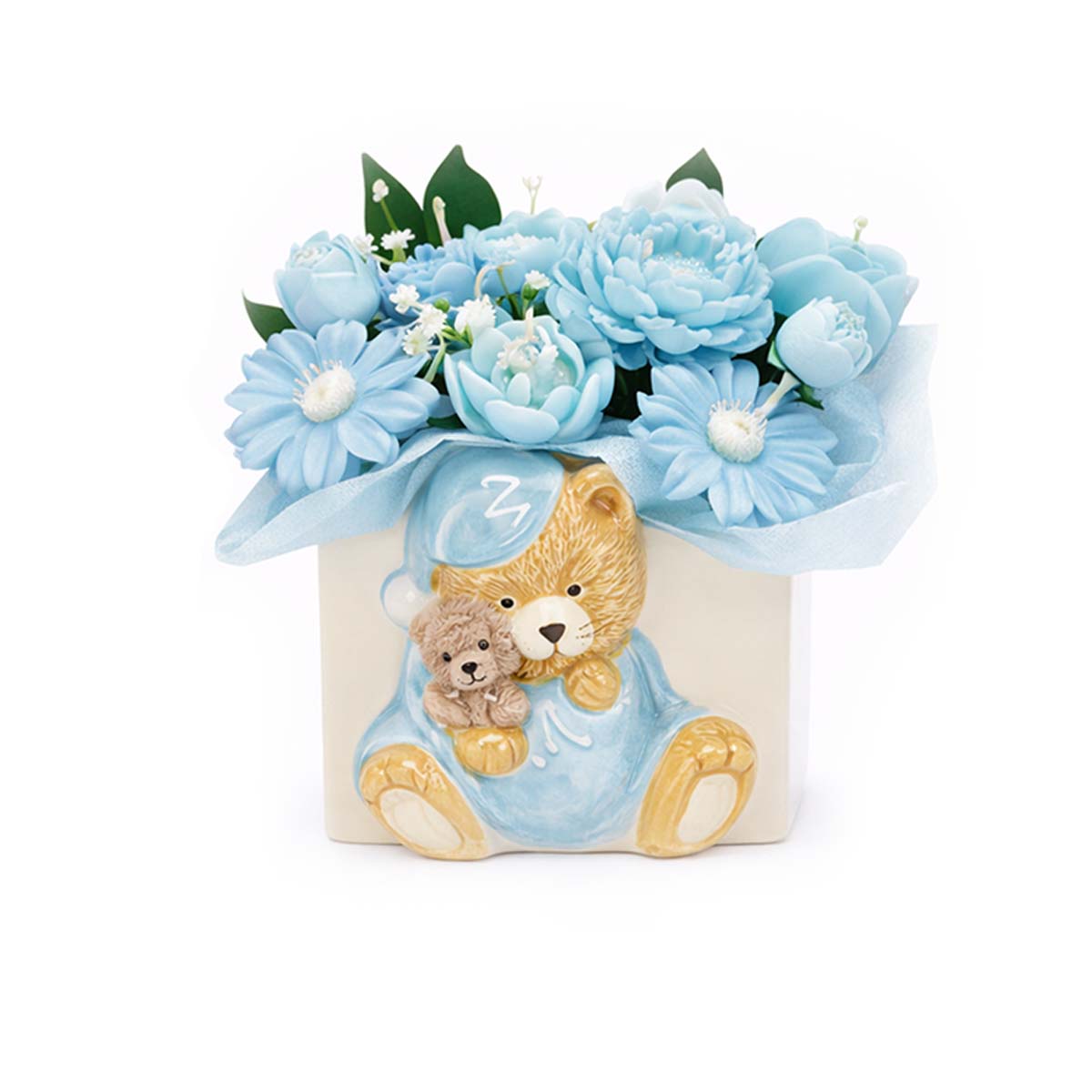 Candle & Melt Bouquet Ceramic Teddy Bear - Baby Powder