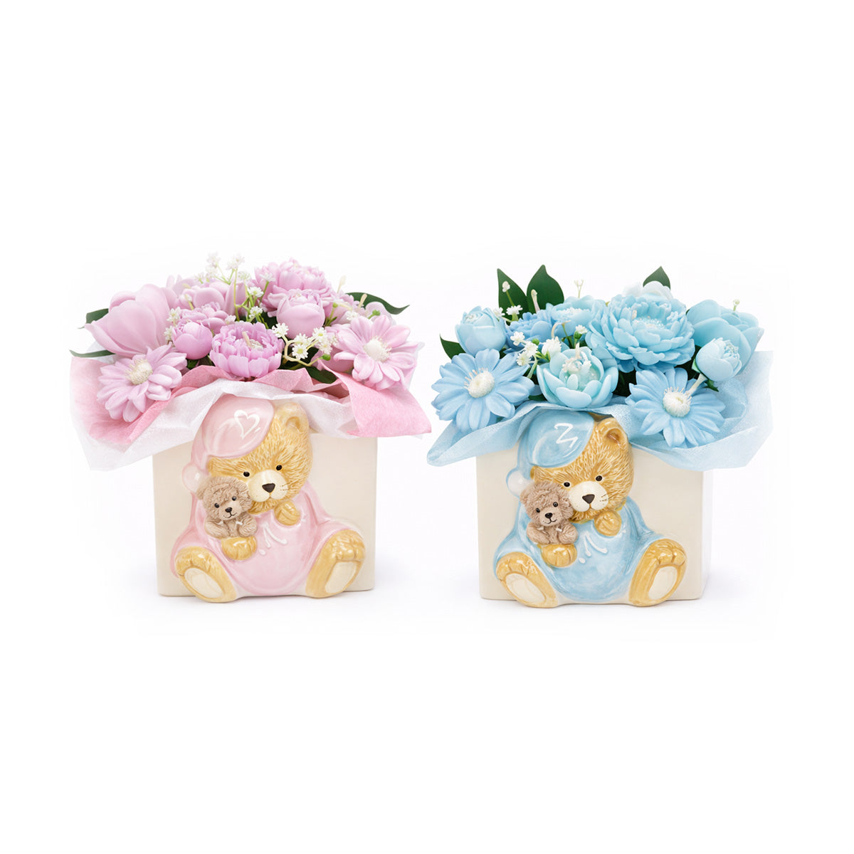Candle & Melt Bouquet Ceramic Teddy Bear - Baby Powder