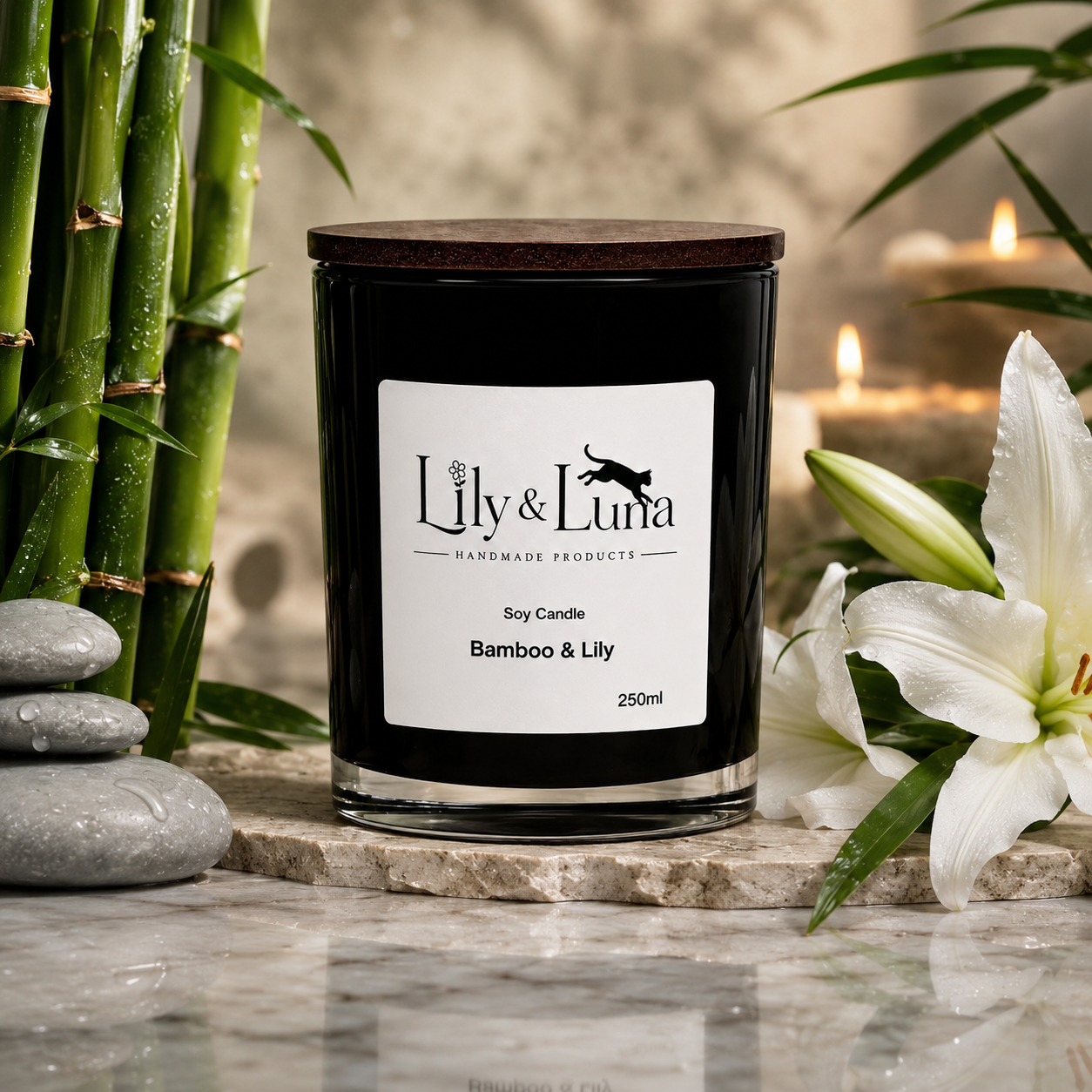 Soy Candle - Bamboo & Lily (250g)