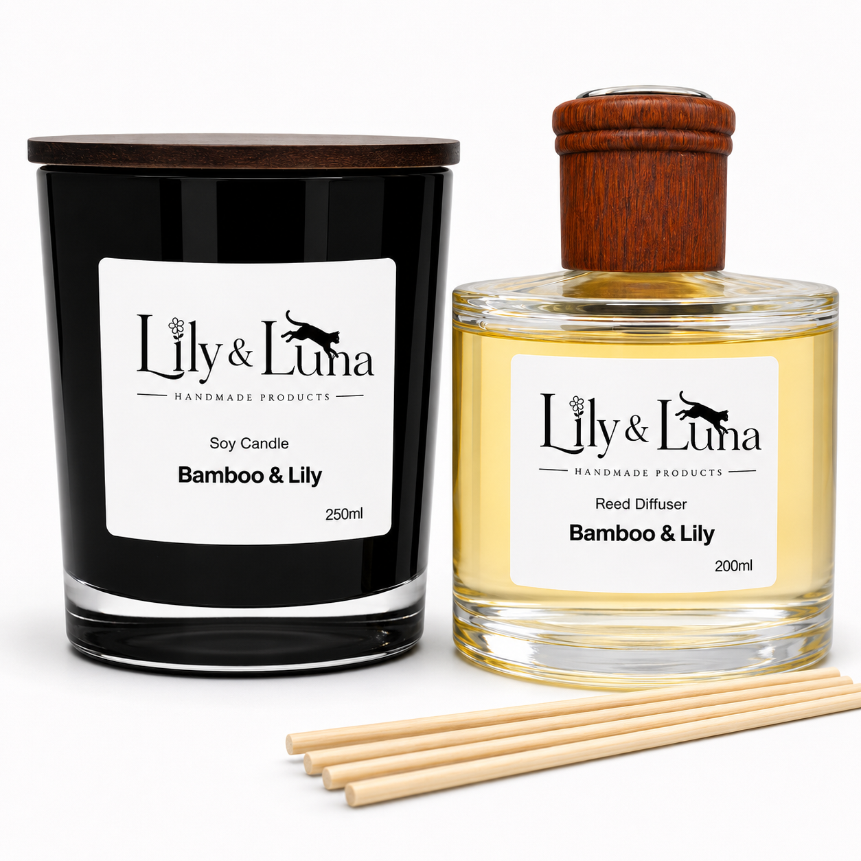 Soy Candle & Reed Diffuser Duo - Bamboo & Lily