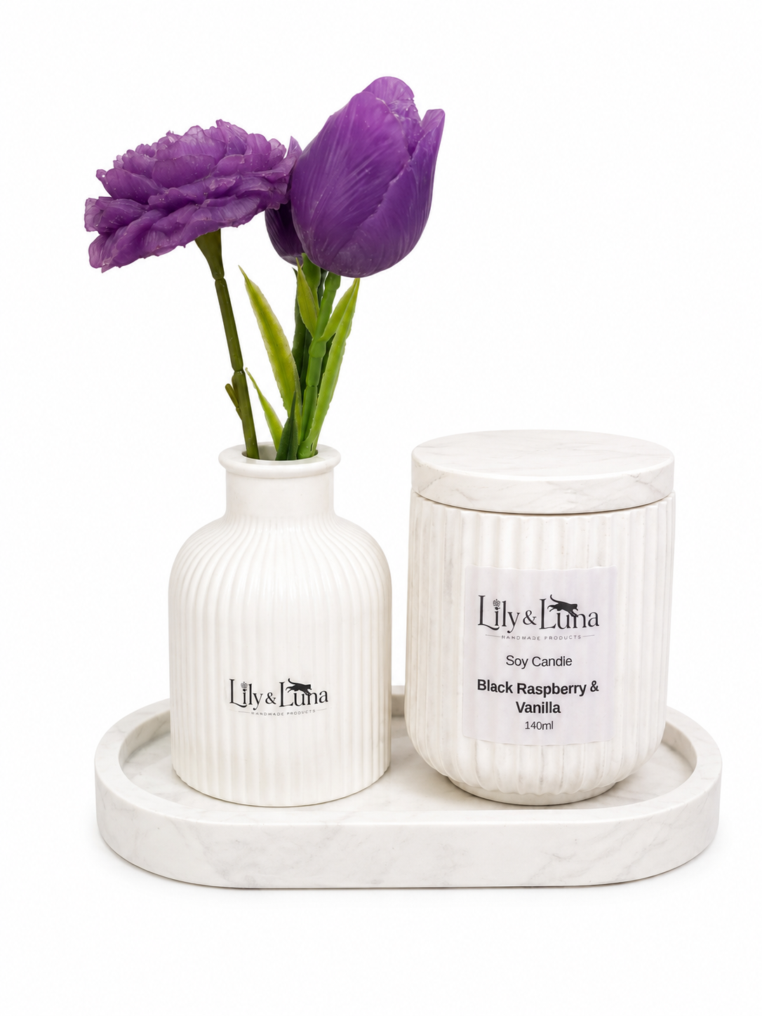 Candle & Floral Gift Set
