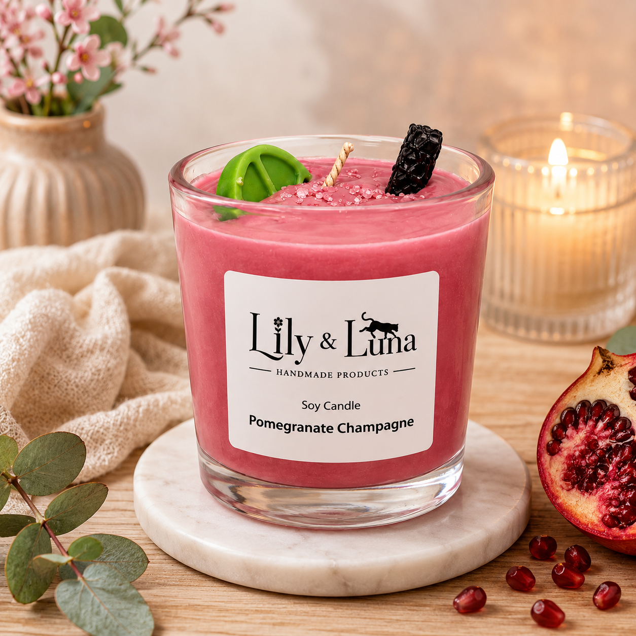 Pomegranate Champagne Cocktail Candle