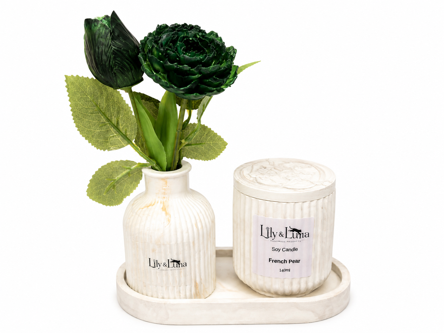 Candle & Floral Gift Set