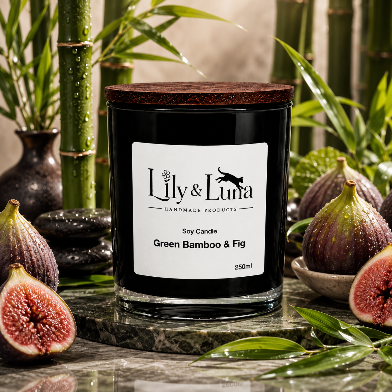 Soy Candle - Green Bamboo & Fig (250g)