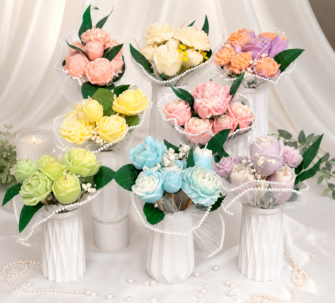 Small Candle & Melt Flower Bouquets