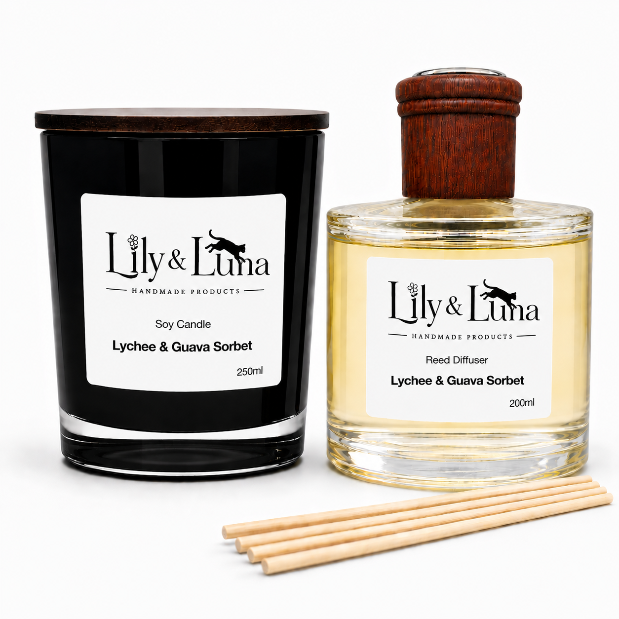 Soy Candle & Reed Diffuser Duo - Lychee & Guava Sorbet