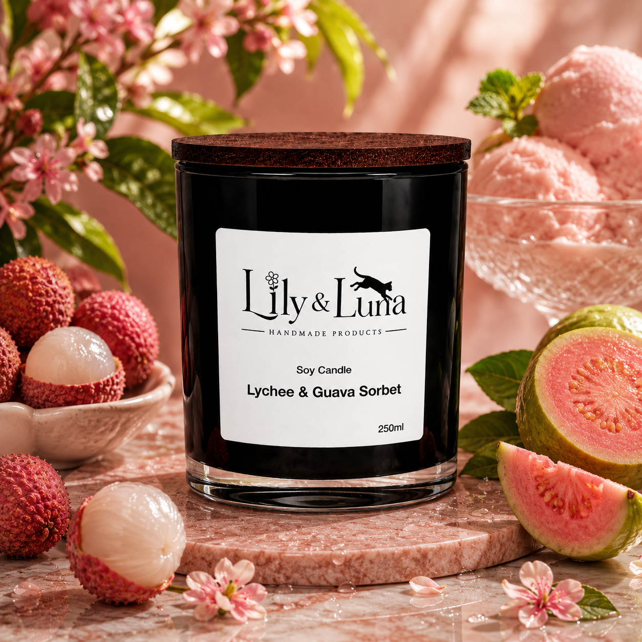 Soy Candle - Lychee & Guava Sorbet (250g)
