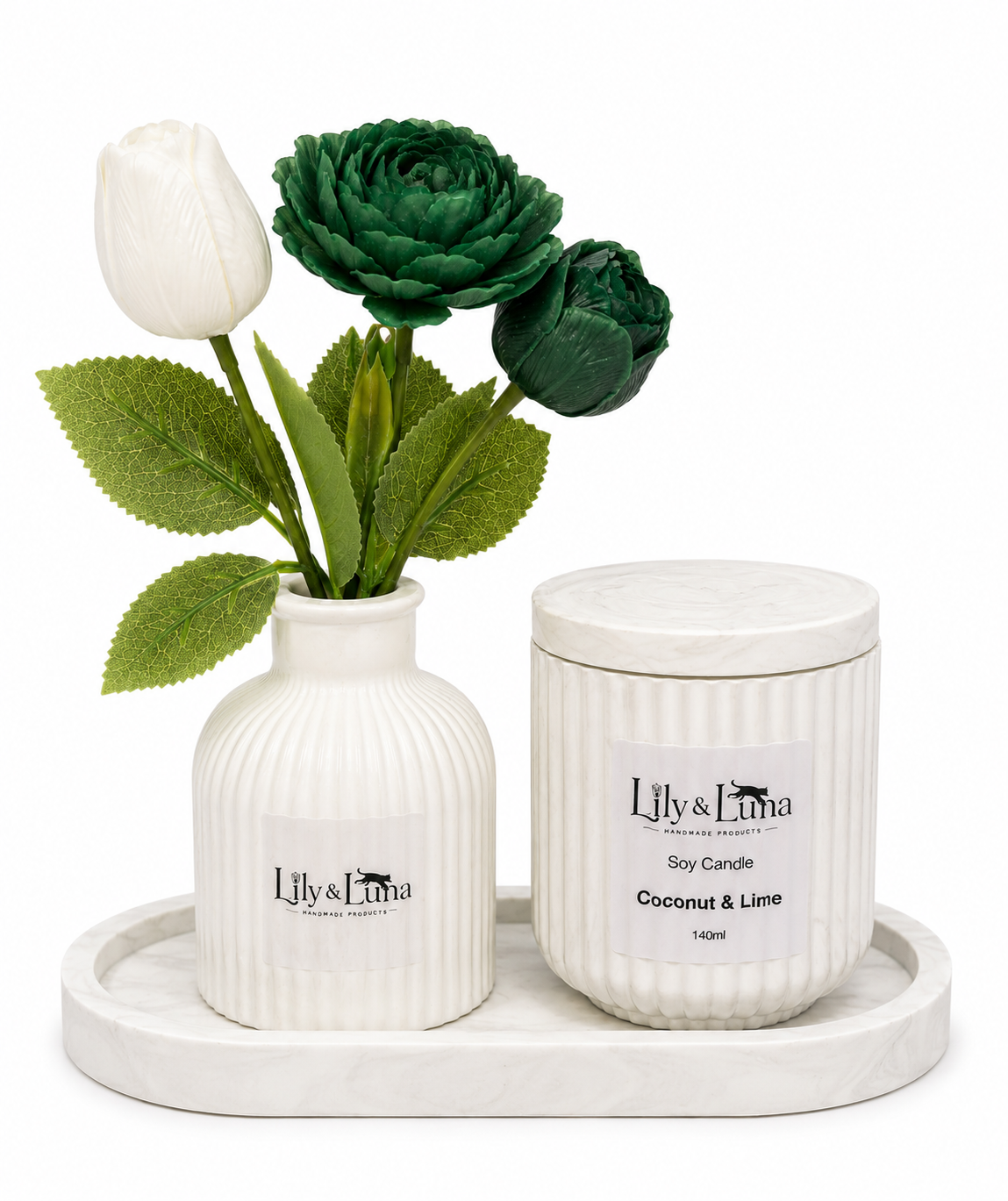 Candle & Floral Gift Set