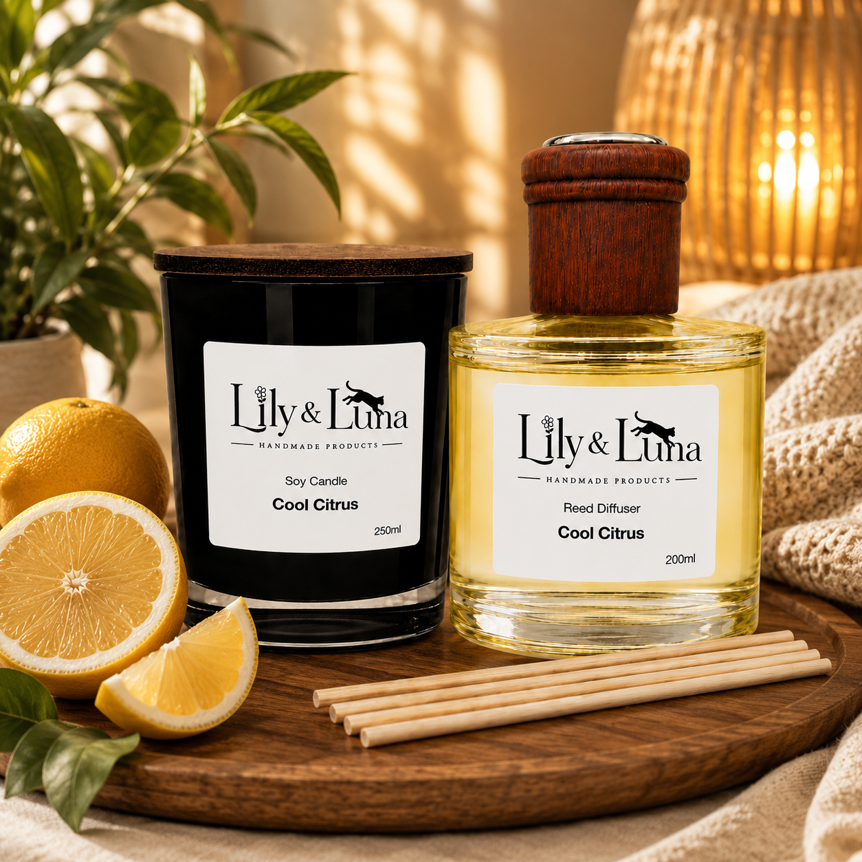 Soy Candle & Reed Diffuser Duo - Cool Citrus