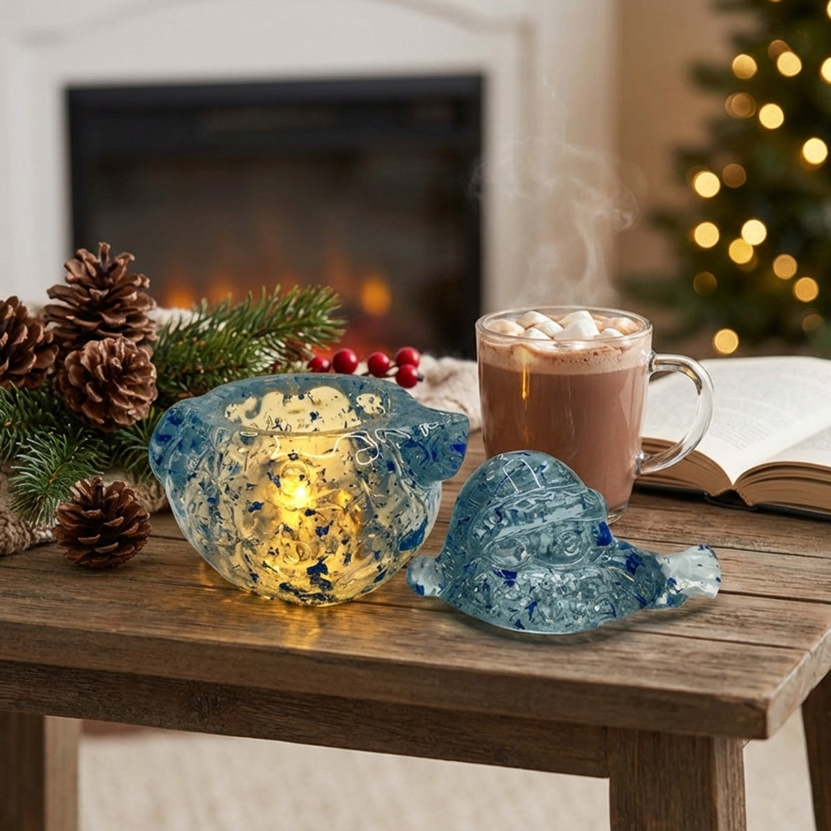 Handmade Epoxy Resin Snowman with LED Light