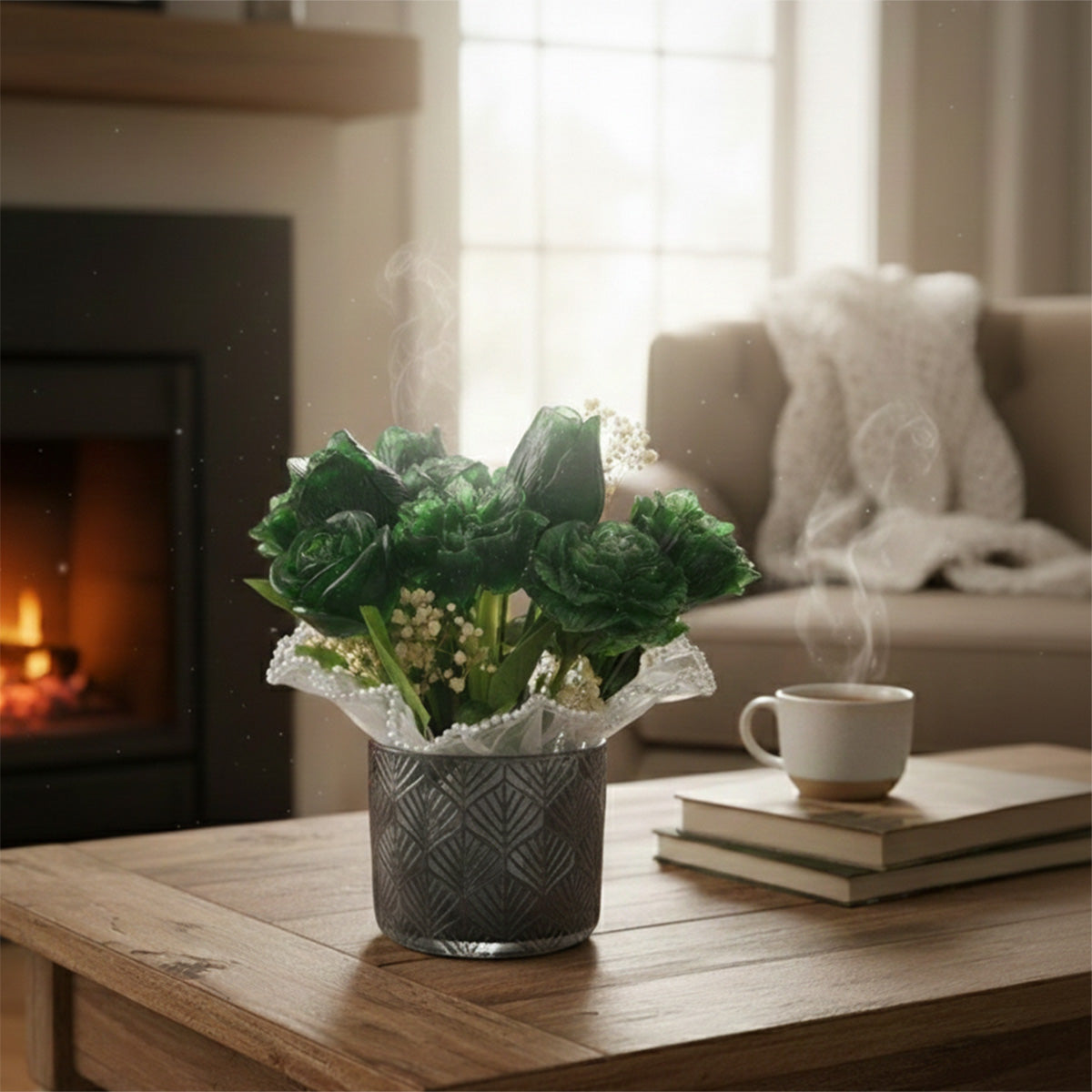 Handmade Resin Flowers with Decorative Vase - Medium
