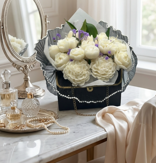 Soap Flower Bouquet - White Rose & Bergamot