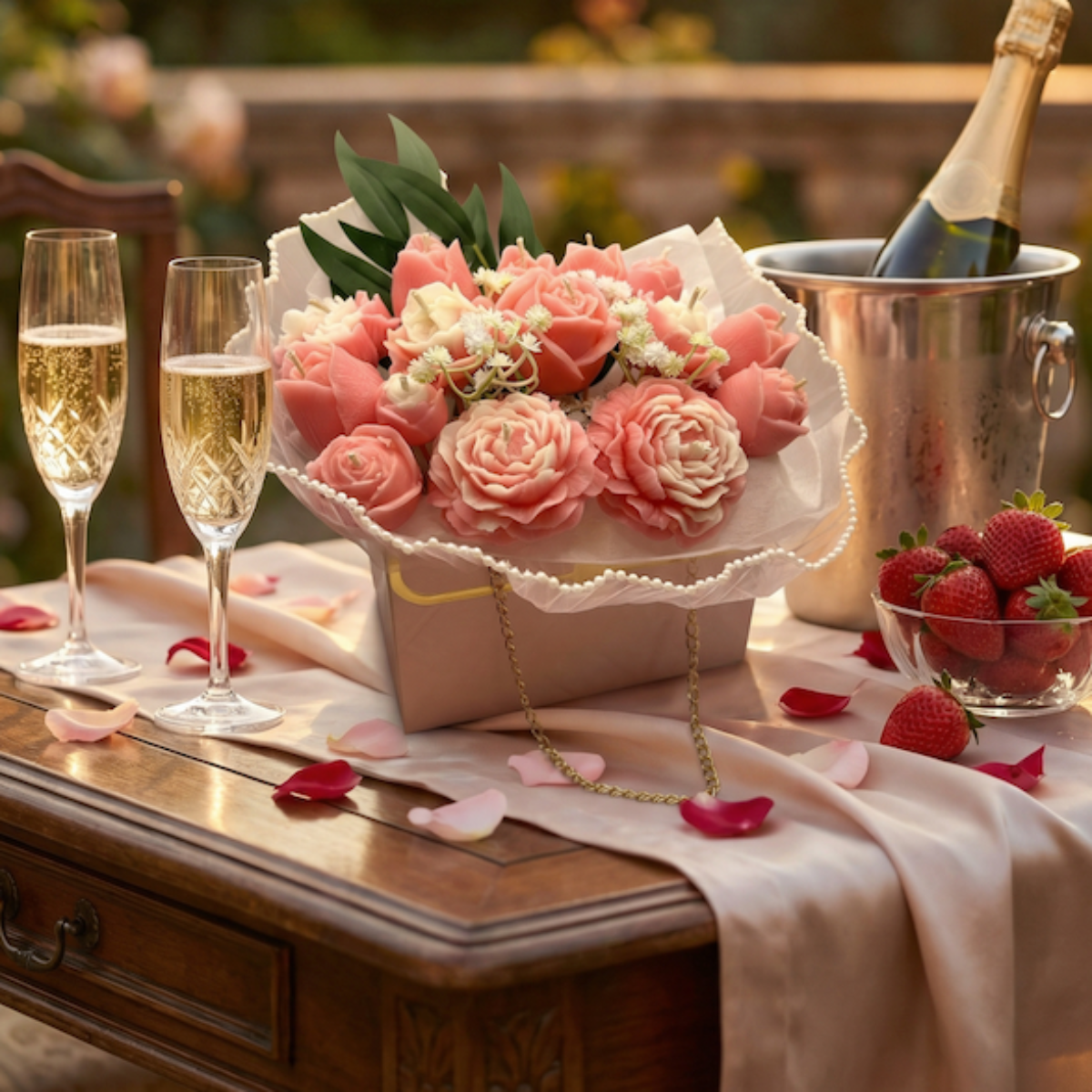 Candle & Melt Bouquet - Champagne & Strawberries